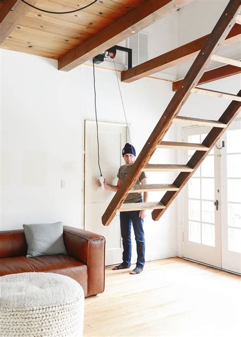 Our Loft Ladder Goes Electric Tiny House Stairs Loft Ladder Loft