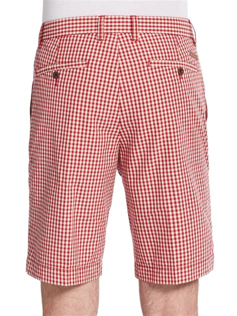 Ben Sherman Gingham Cotton Shorts In Red For Men Lyst