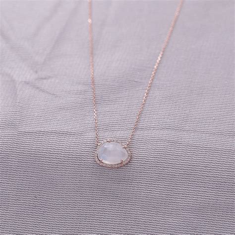 Diamond Moonstone Necklacechain Layering Necklace14k Solid Etsy