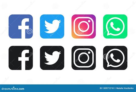 Facebook Whatsapp Twitter And Instagram Logos Editorial Stock Photo