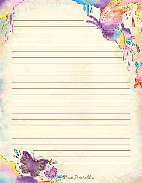 Printable Watercolor Butterfly Stationery