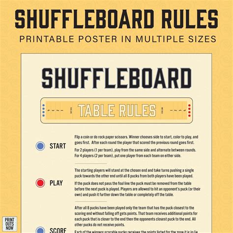 Printable Shuffleboard Table Rules Ready To Hang Frame Etc Print
