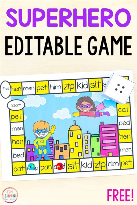 Everybody loves board games, especially in the classroom. Editable Superhero Board Game in 2020 | Phonics games for ...