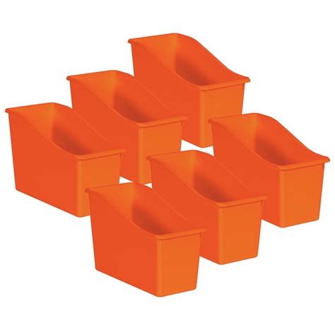 6 Ea Orange Plastic Book Bin