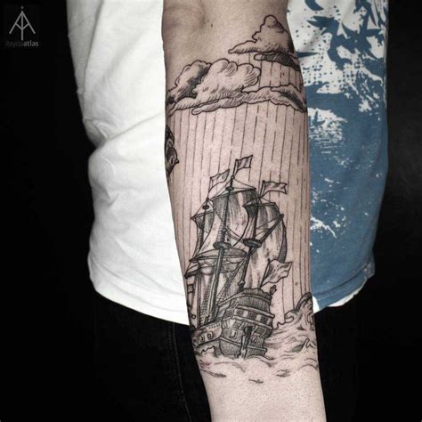 Order today with free shipping. Woodcut style ship tattoo by Ilayda Atlas - Tattoogrid.net