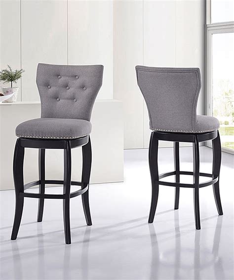 Not available for pickup and same day delivery. Gray Leonice Swivel Bar Stool - Set of Two by Baxton ...