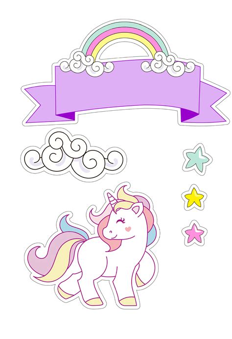 Copy Of Unicorn Cake Topper Postermywall Unicorn With Rainbow Free