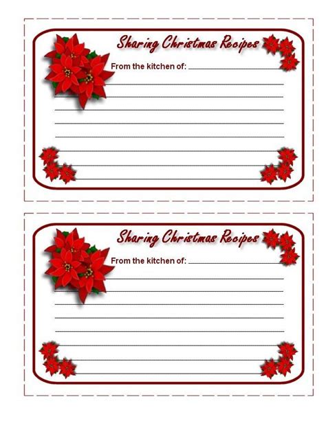 Free Printable Christmas Recipe Card Template Printable Word Searches