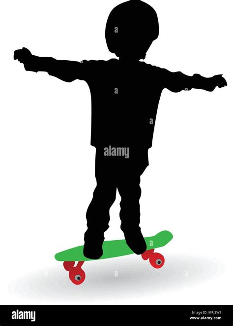 Boy On A Skate Board Vector Silhouette Illustration Stock Vector Image