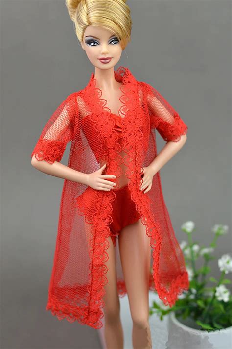 SET Pajamas Lingerie Lace Long Coat Bra Underwear Clothes For Barbie Doll Gown EBay