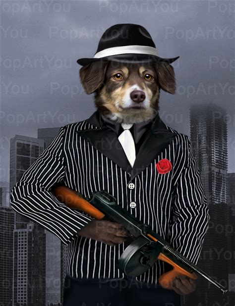 Pet Gangster Portrait Mafia Pet Portrait The Godfather Etsy