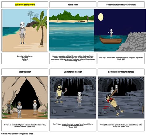 Epic Hero Storyboard Activity The Odyssey Book 9