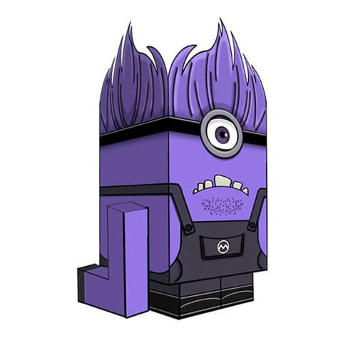 Evil Purple Minion Paper Toy Free Printable Papercraft Templates