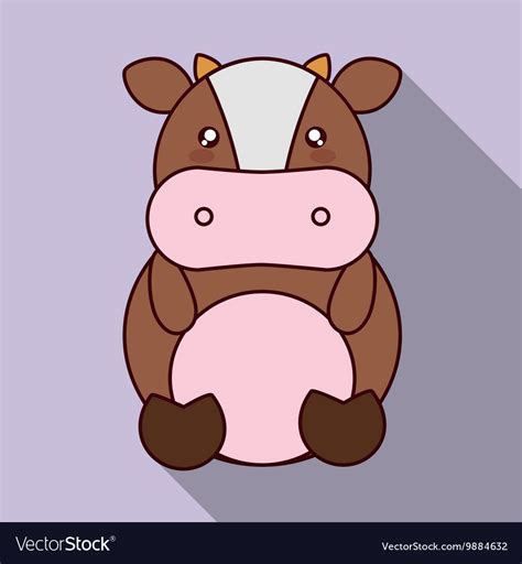 Kawaii Cow Icon Cute Animal Graphic Royalty Free Vector