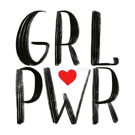 Girl Power Inscription Handwritten With Bright Pink Vivid Font Grl Pwr Hand Lettering Stock