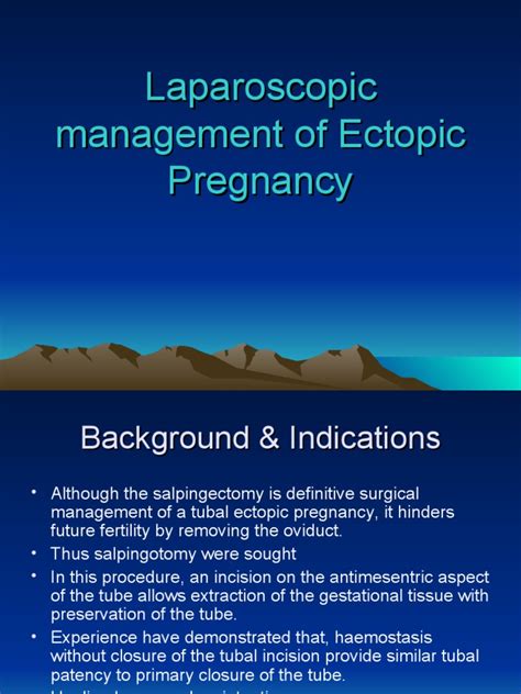Laparoscopic Management Of Ectopic Pregnancy Medicine Clinical Medicine