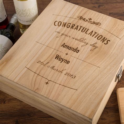 Personalised gifts & keepsakes for weddings, anniversaries, christenings, new babies, birthdays and much more. Personalised 3 Bottle Luxury Wooden Wine Box - Wedding Day ...