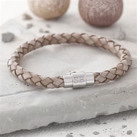 Mens Plaited Leather Personalised Clasp Bracelet By Hurleyburley Man