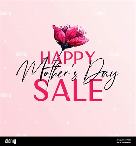 Happy Mothers Day Sale Banner With Plum Flower Blossom Pink Watercolor