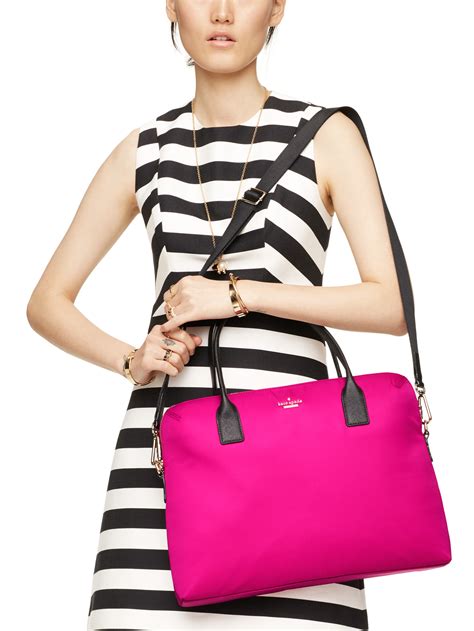 Shop leather laptop bags & laptop sleeves. Kate Spade Classic Nylon Daveney Laptop Bag in Pink - Lyst