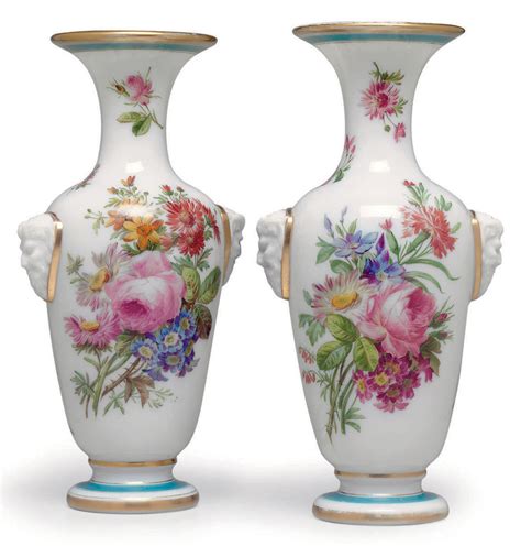 A Pair Of Baccarat White Opaline Glass Vases Circa Christie S