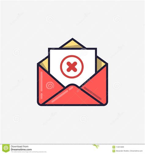 Opened Envelope And Document With Red X Mark Line Icon Message Was Not