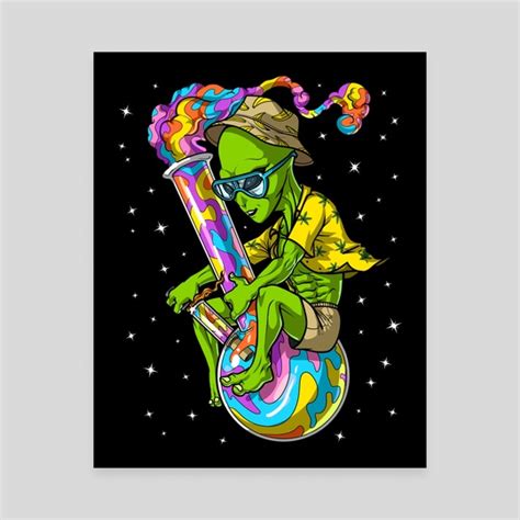 Psychedelic Alien Hippie Stoner An Art Canvas By Nikolay Todorov Inprnt