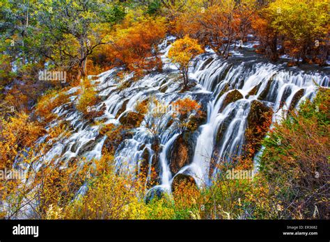 Shuzheng Waterfall Jiuzhaigou Scenic In Sichuan China Stock Photo Alamy