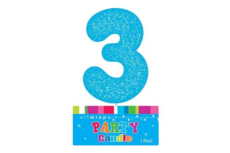 Blue Glitter Number Candle 3 Three Party Candle My Dream Cake