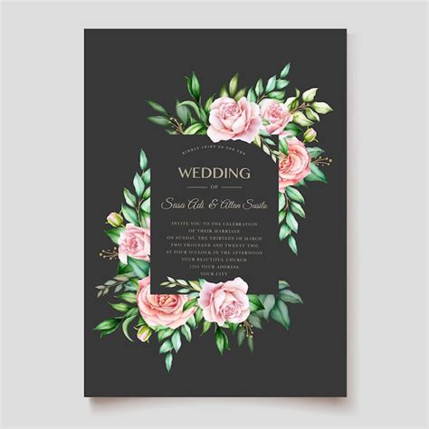 Free Vector Elegant Floral Wedding Card Design
