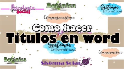 Como Hacer Titulos Bonitos En Word Youtube Vrogue Co