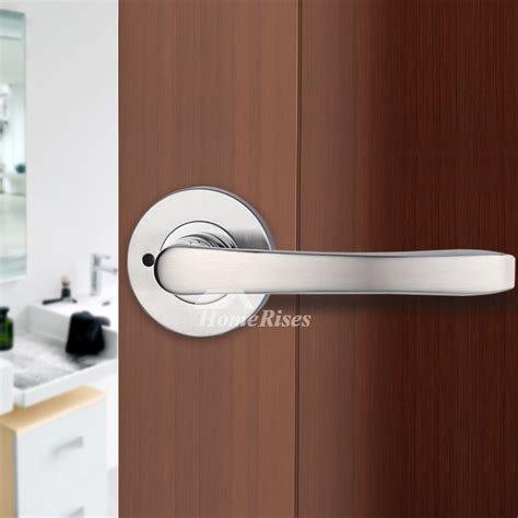 Bedroom Door Lock Handle Without Key Brushed Stainless Steel Silver