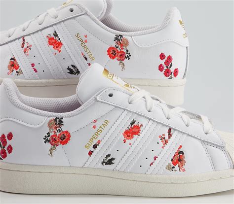 Adidas Superstar Trainers White Off White Floral Hers Trainers