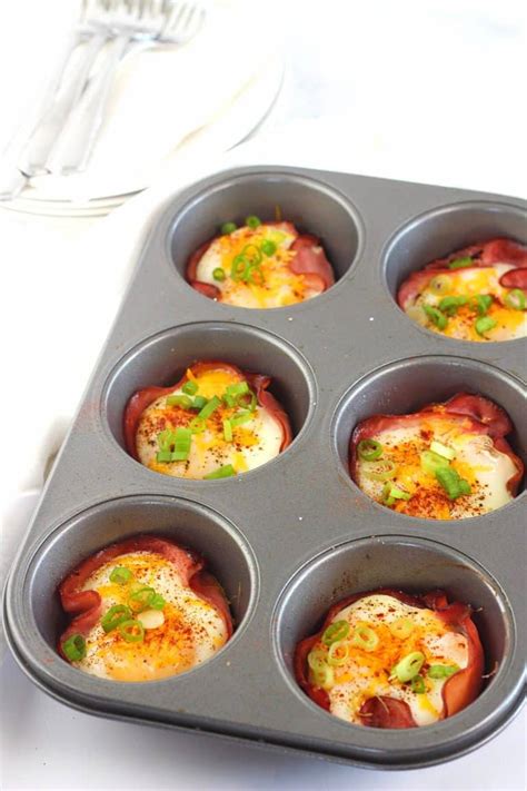 Cheesy Baked Eggs In Ham Cups Now Cook This