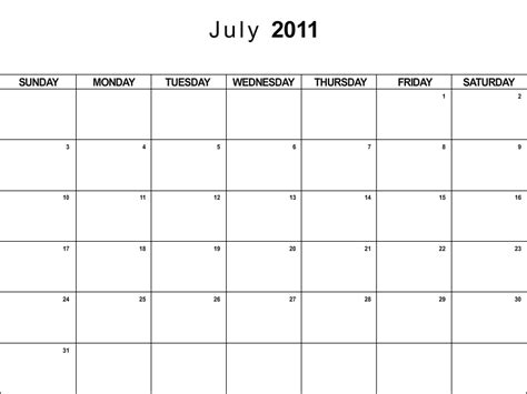 Grannys Reunion July 2011 Calendar
