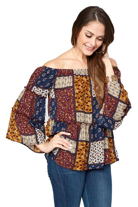 Blouses Charming Charlie Patchwork Top Tops Patch Work Blouse