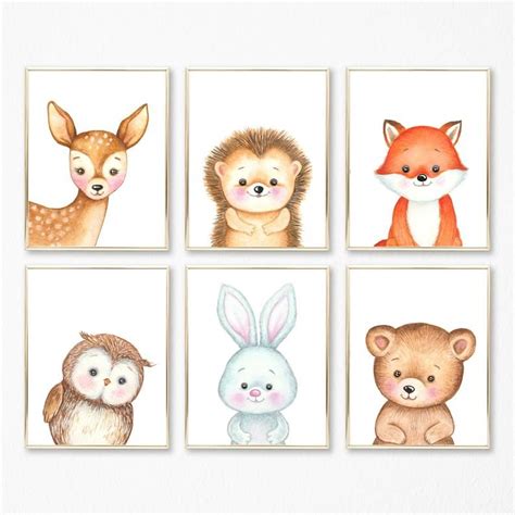 Baby Animal Prints Baby Wall Art Babies Room Forest Animal Nursery