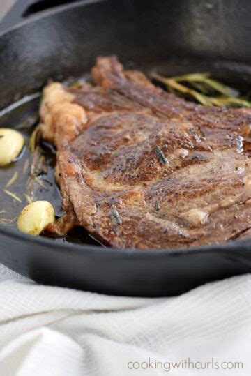 How to cook a ribeye steak in a skillet with butter and garlic. Pan-Seared Ribeye Steak - Cooking With Curls