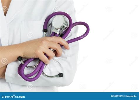 Female Doctor S Hands Holding Stethoscope Stock Image Image Of