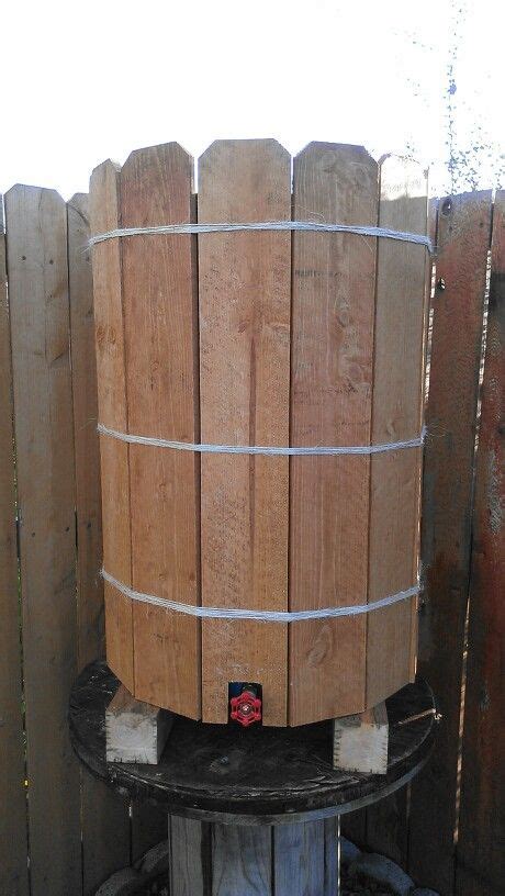 50 Gallons Rain Water Barrel Covered In Cedar Planks Water Barrel