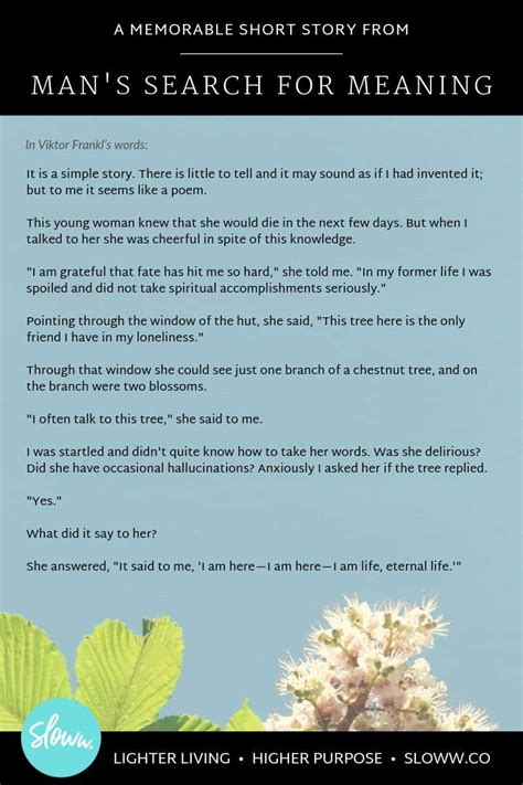 A Memorable Short Story From Mans Search For Meaning Infographic
