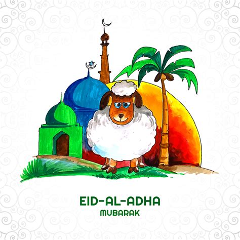 Beautiful Eid Al Adha Hand Drawn Greeting Card Template 1234256 Vector