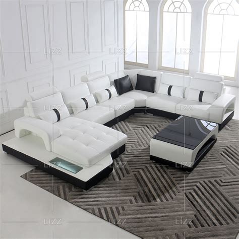 Leather Modern Sectional Sofa White