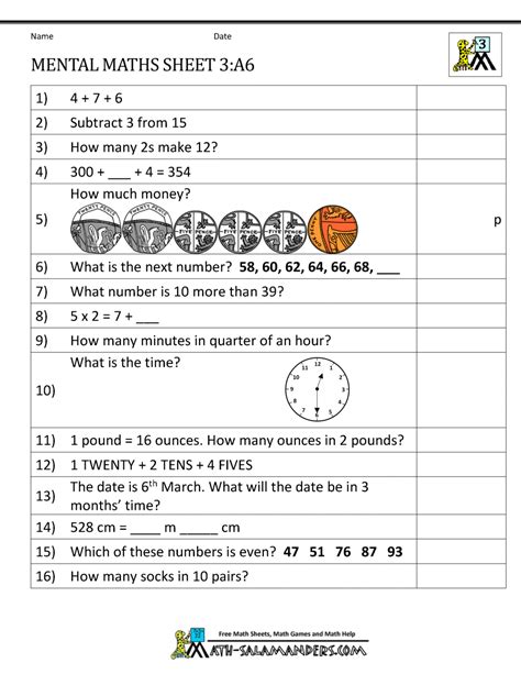 Each question is a chance to learn. Year 3 Mental Maths Worksheets