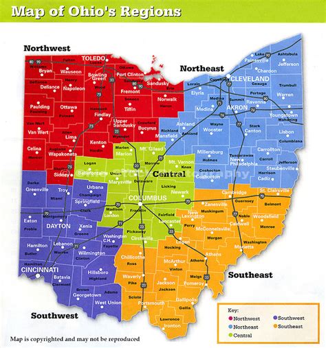 Detailed Ohio County Map With Cities
