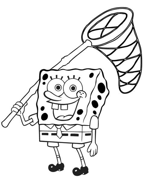 Spongebob With Net Coloring Page Free Printable Coloring Pages