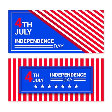 Free Vector Flat 4th Of July Independence Day Banners Set