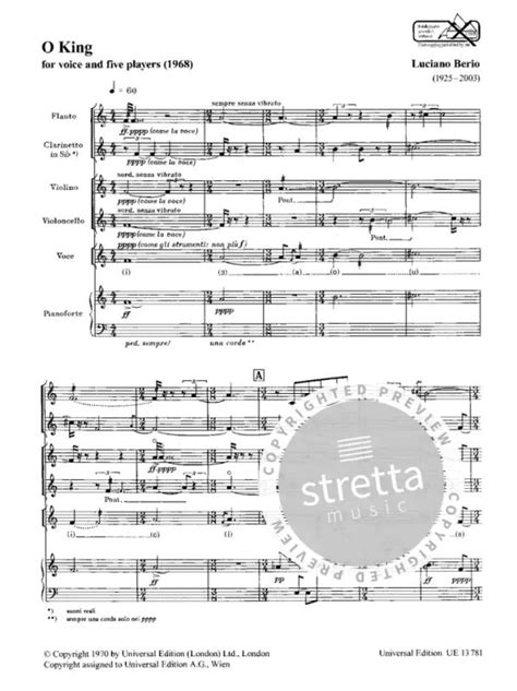 O King From Luciano Berio Buy Now In The Stretta Sheet Music Shop