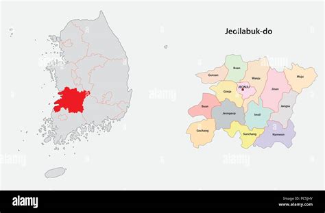 South Korea North Jeolla Province Map Stock Vector Image And Art Alamy