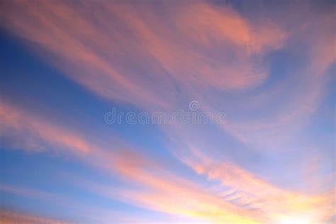 Evening Sky Blue Pink Yellow At Sunset Stock Image Image Of Blue